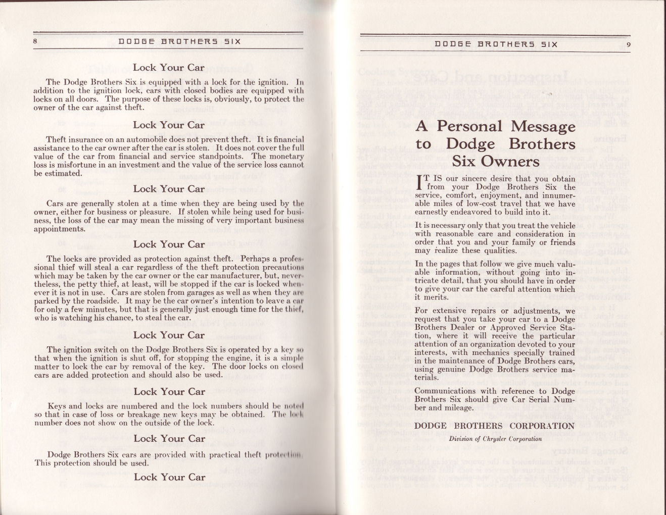 1930 Dodge Six Instruction Book Page 4